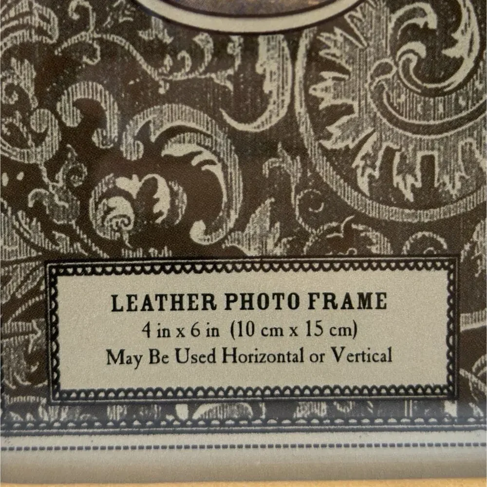 Tooled Leather Photo Frame Holds 4x6 Picture Landscape Portrait 10x8in